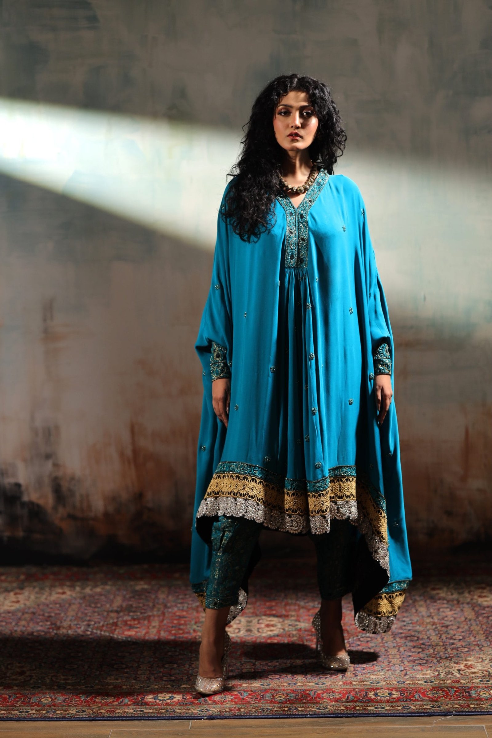 Resham Hand Embroidered Kaftan Cape - Image 10