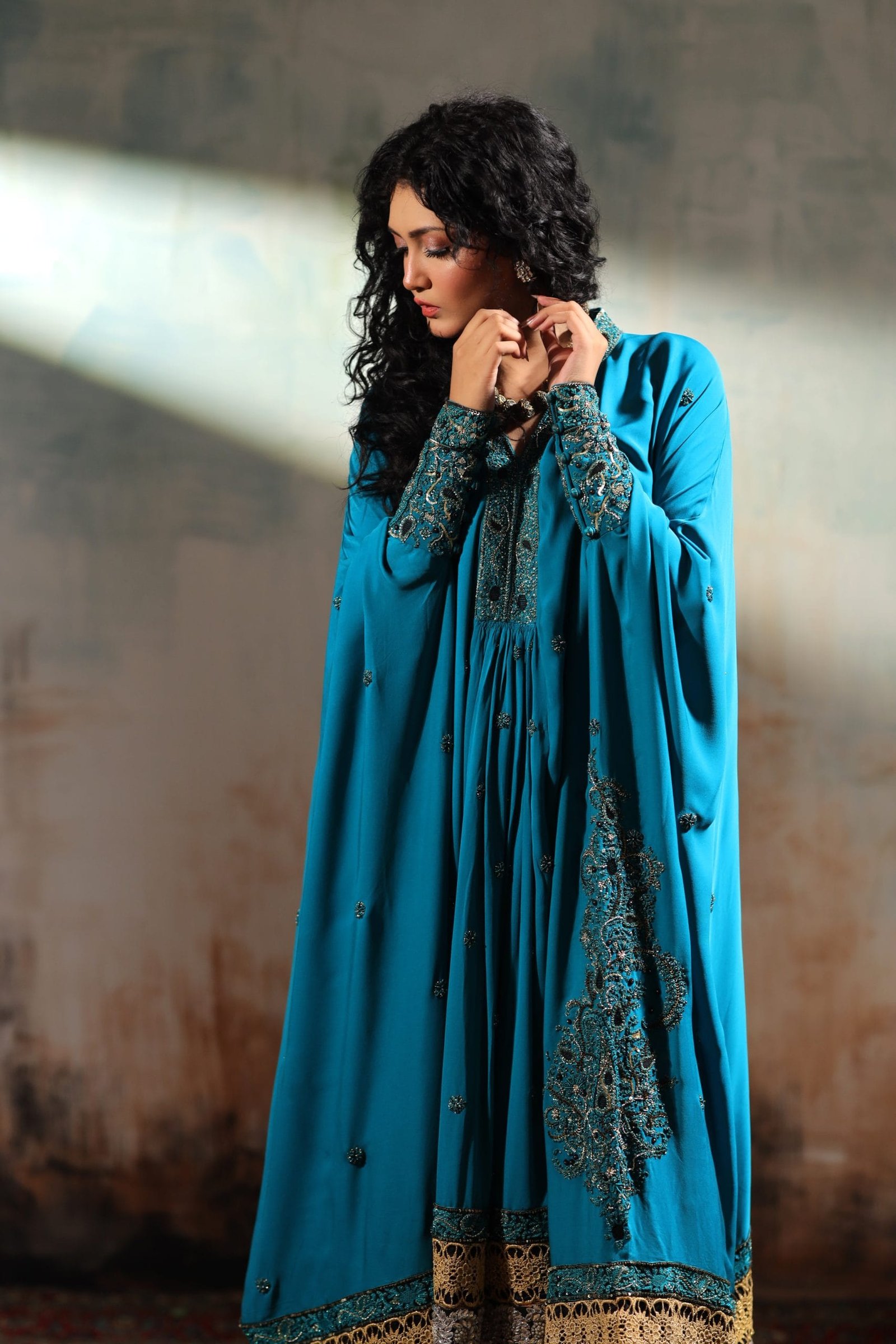 Resham Hand Embroidered Kaftan Cape - Image 2