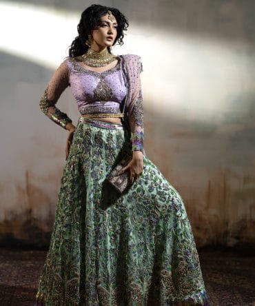 Multi Color Sequin Embroidered Lehenga