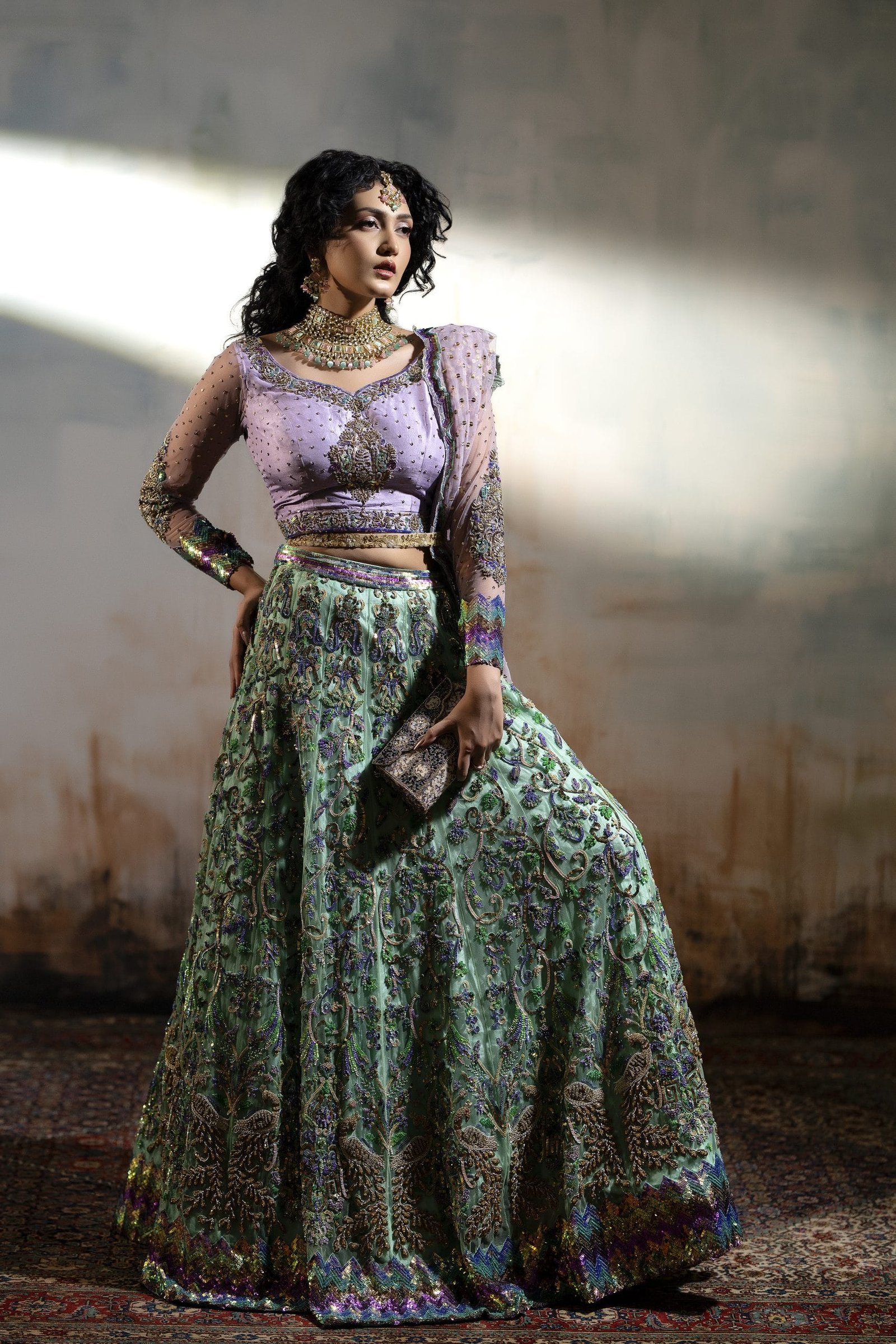 Multi Color Sequin Embroidered Lehenga