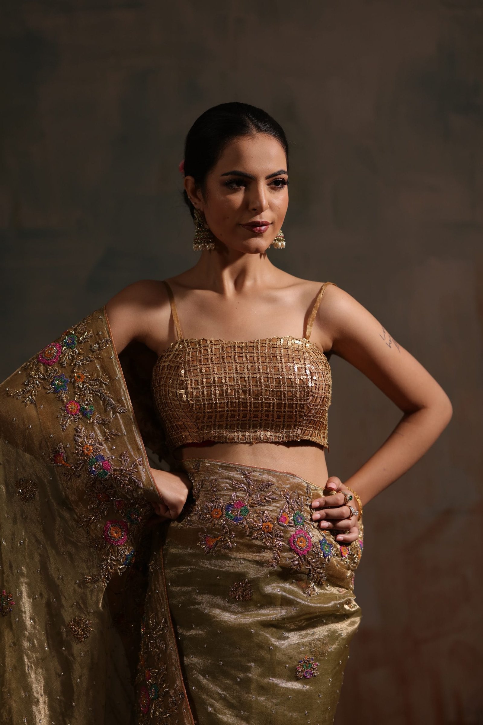 Embellished Tissue Saree - Image 7