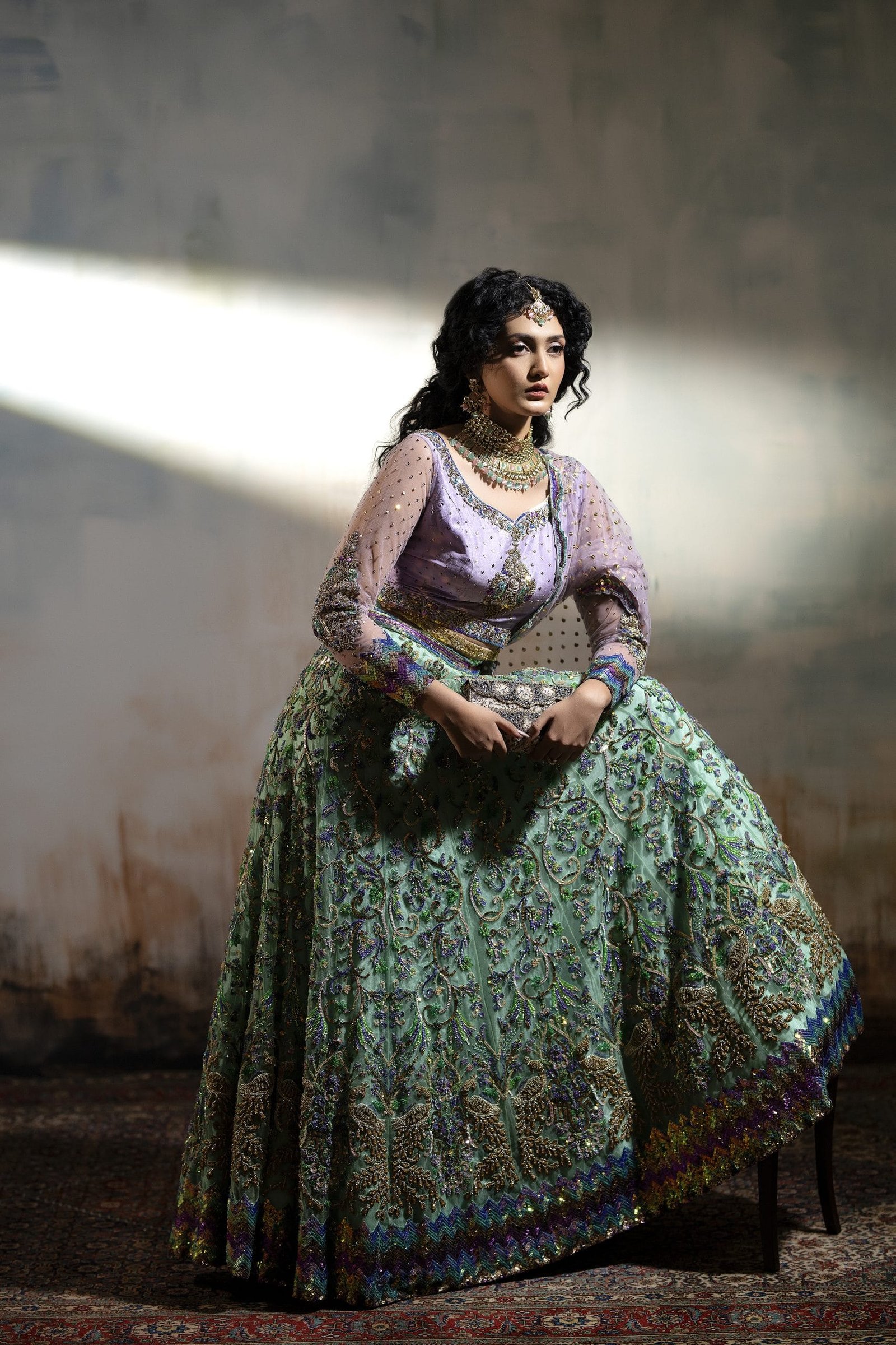 Multi Color Sequin Embroidered Lehenga - Image 2