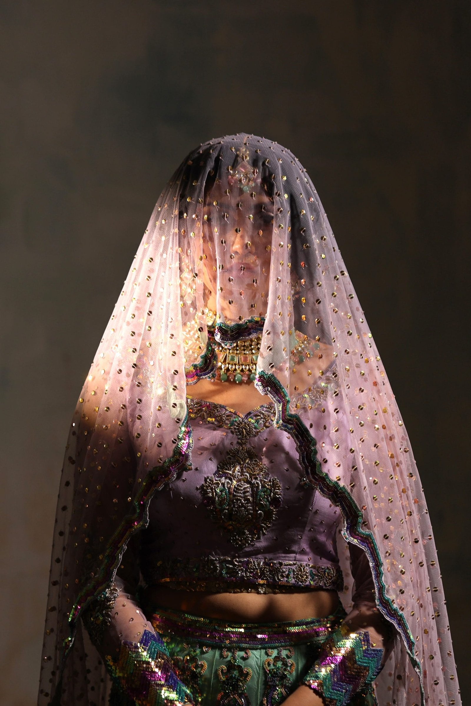 Multi Color Sequin Embroidered Lehenga - Image 10