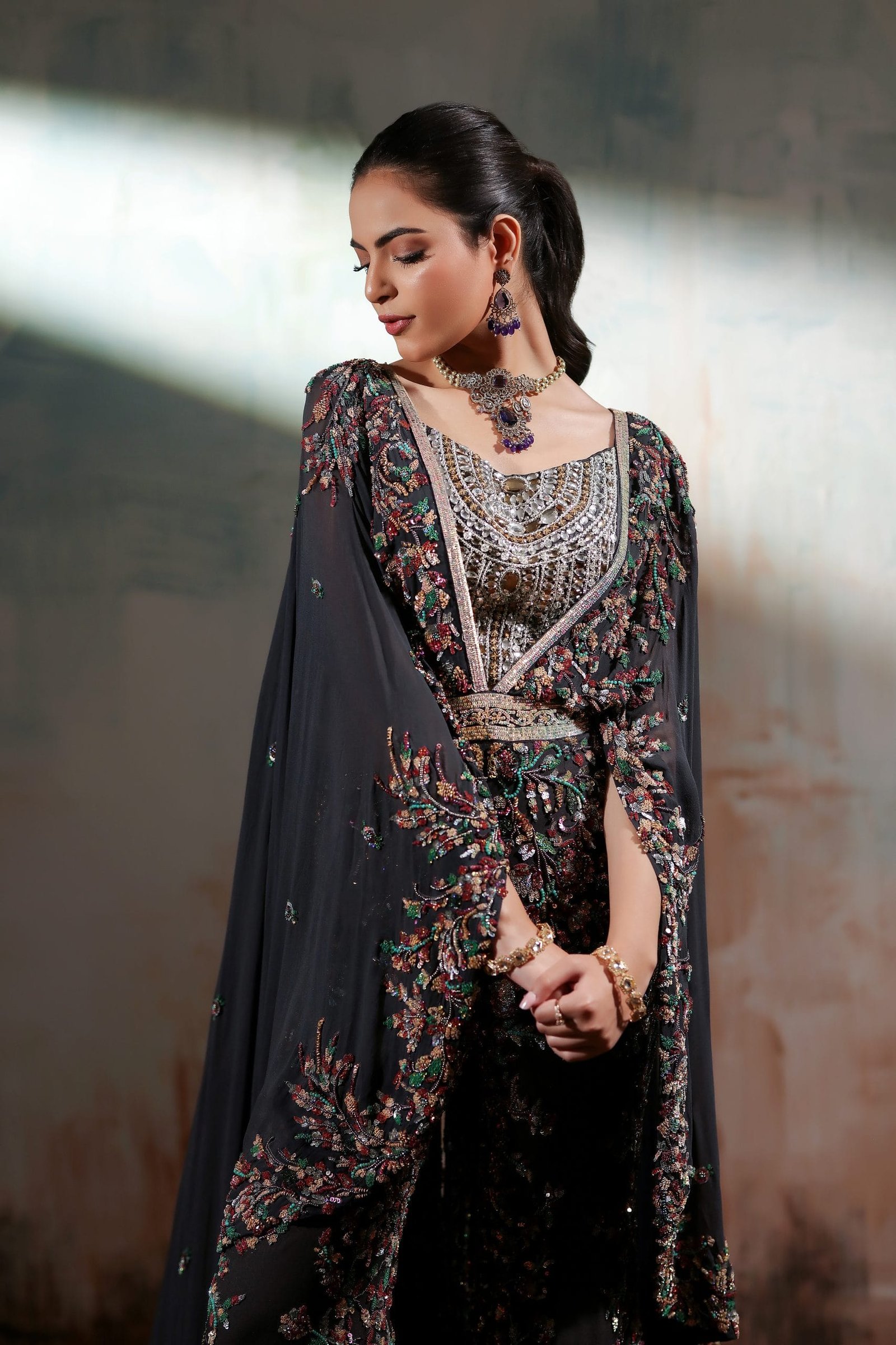 Signature Embroidered Cape with Trouser - Image 3