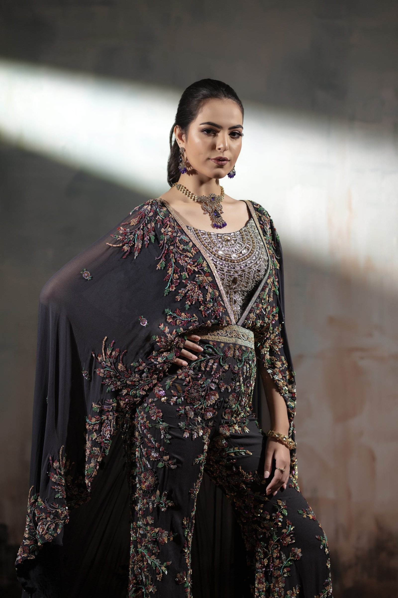 Signature Embroidered Cape with Trouser - Image 4