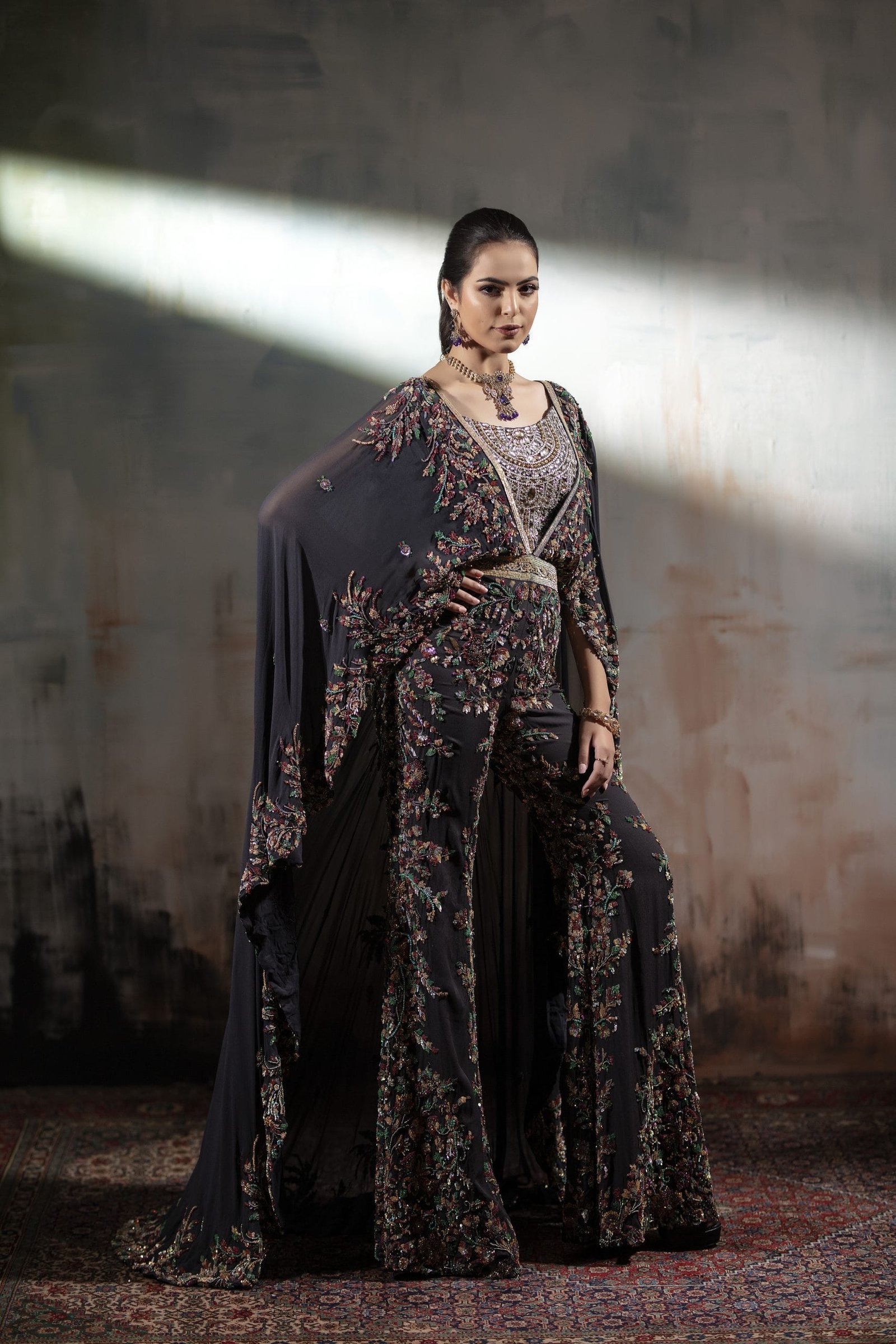 Signature Embroidered Cape with Trouser - Image 5