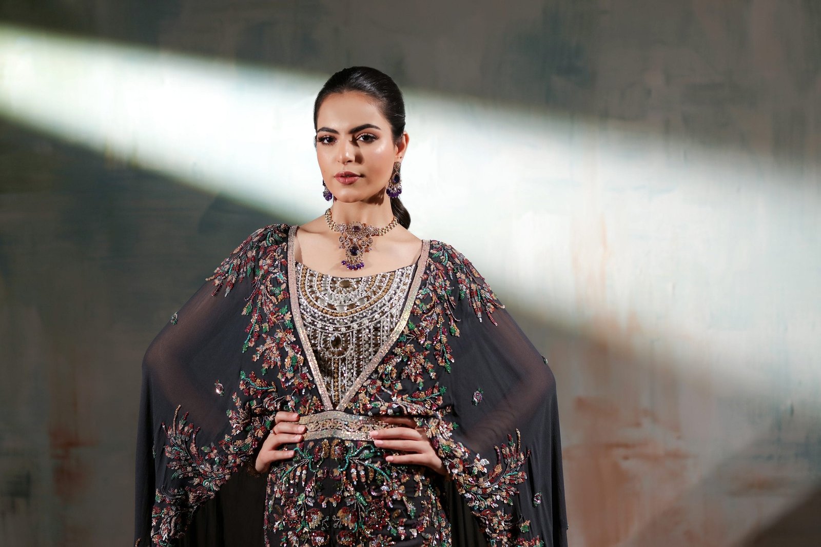 Signature Embroidered Cape with Trouser - Image 7