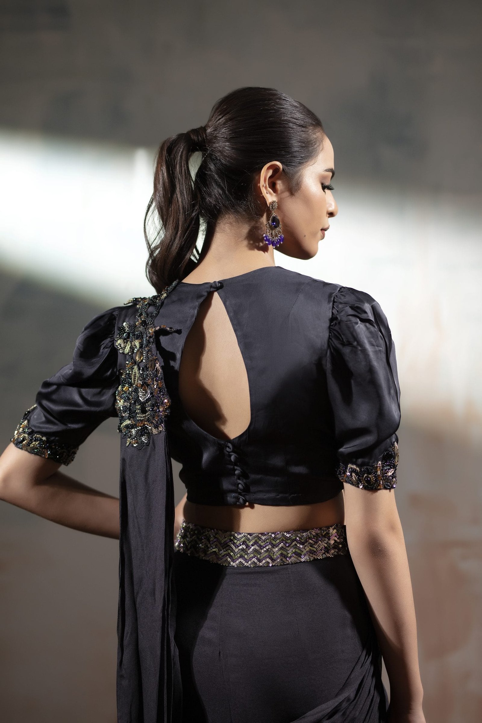 Embellished Peacock Concept Saree - Image 7