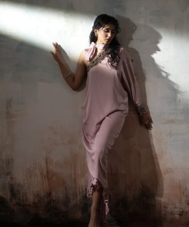 One Shoulder Draped Dress