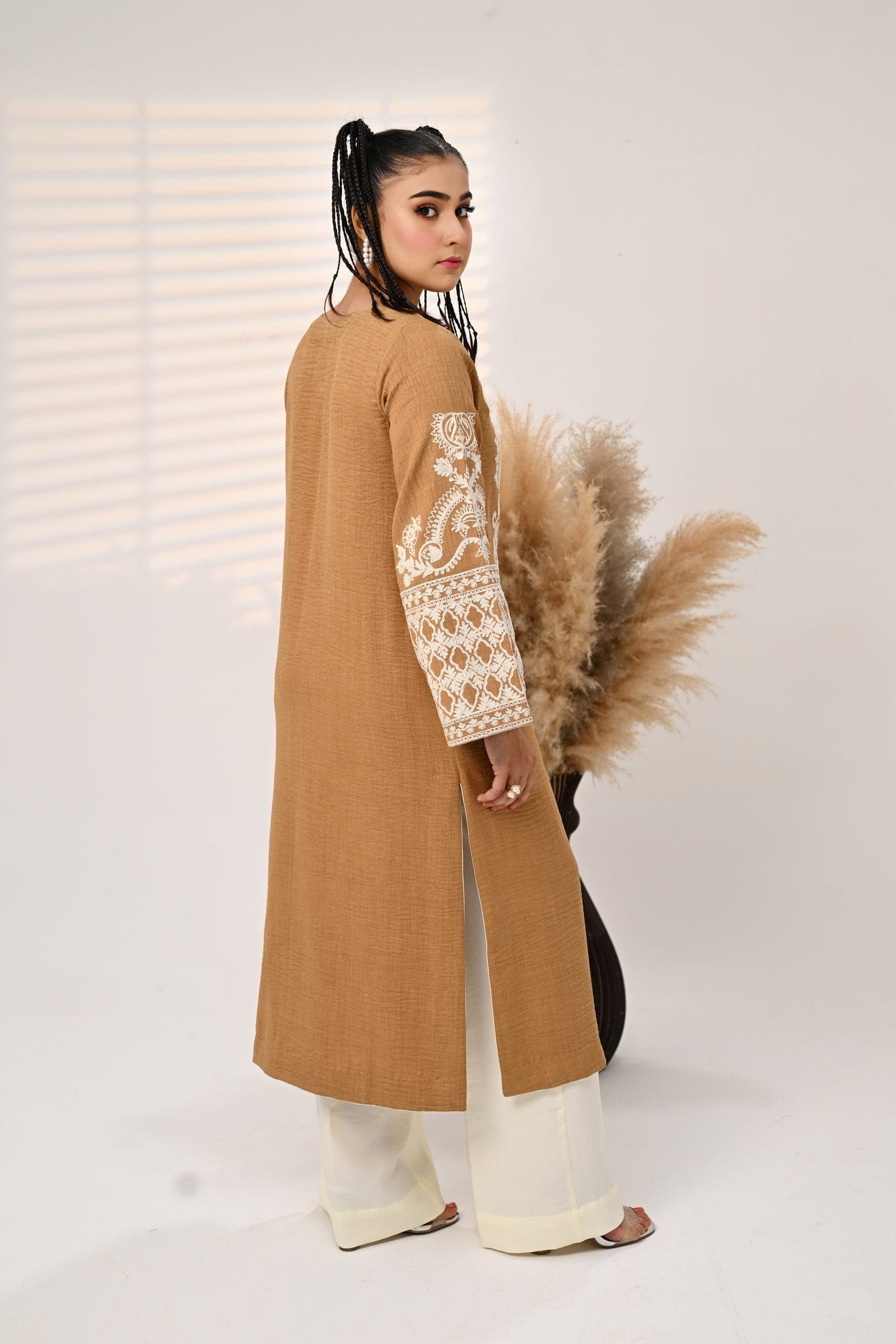 Long Kurta Style Shirt with Side Pockets - Image 3