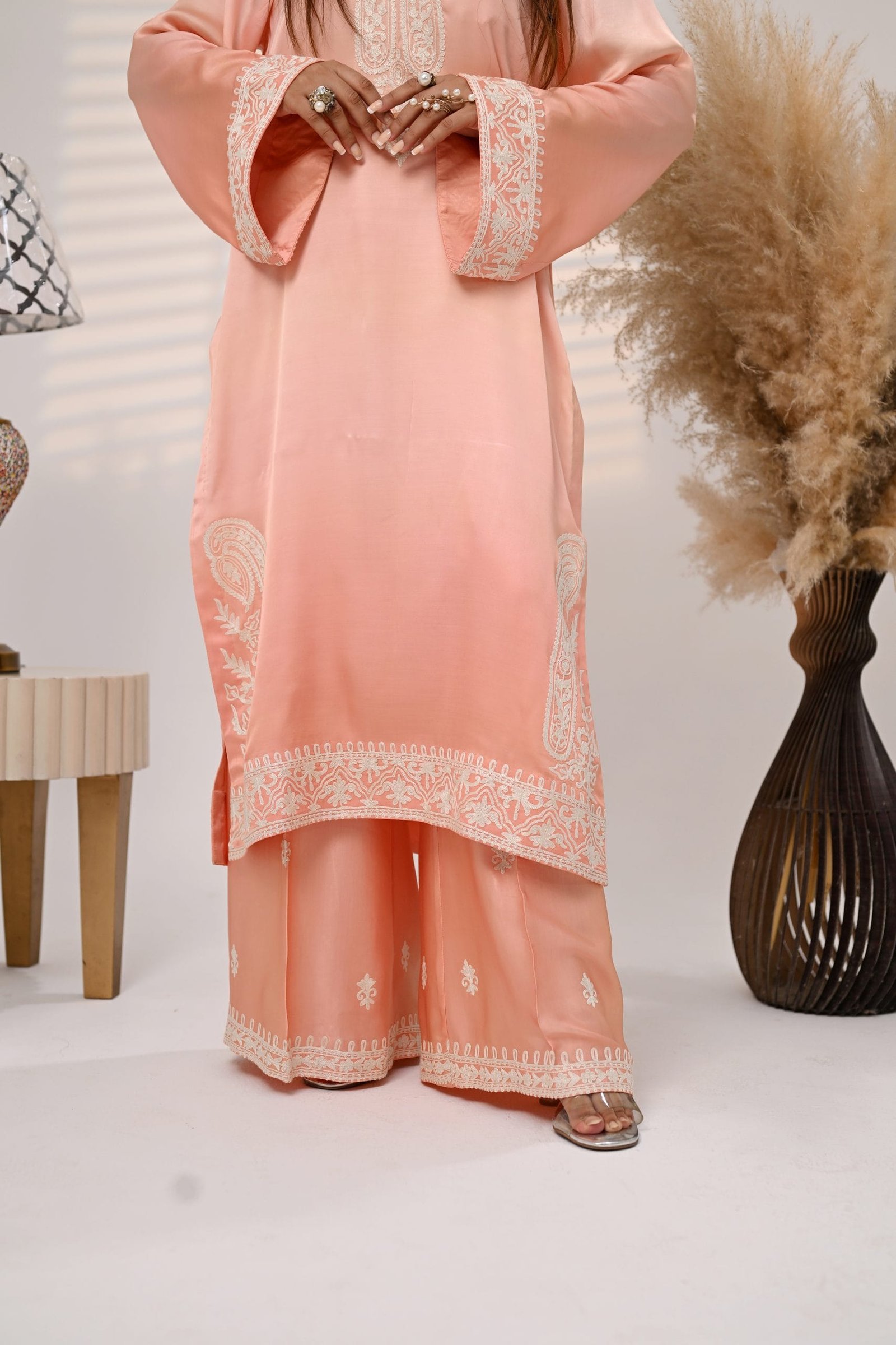 Shaded Peach Long Shirt Pants - Image 8