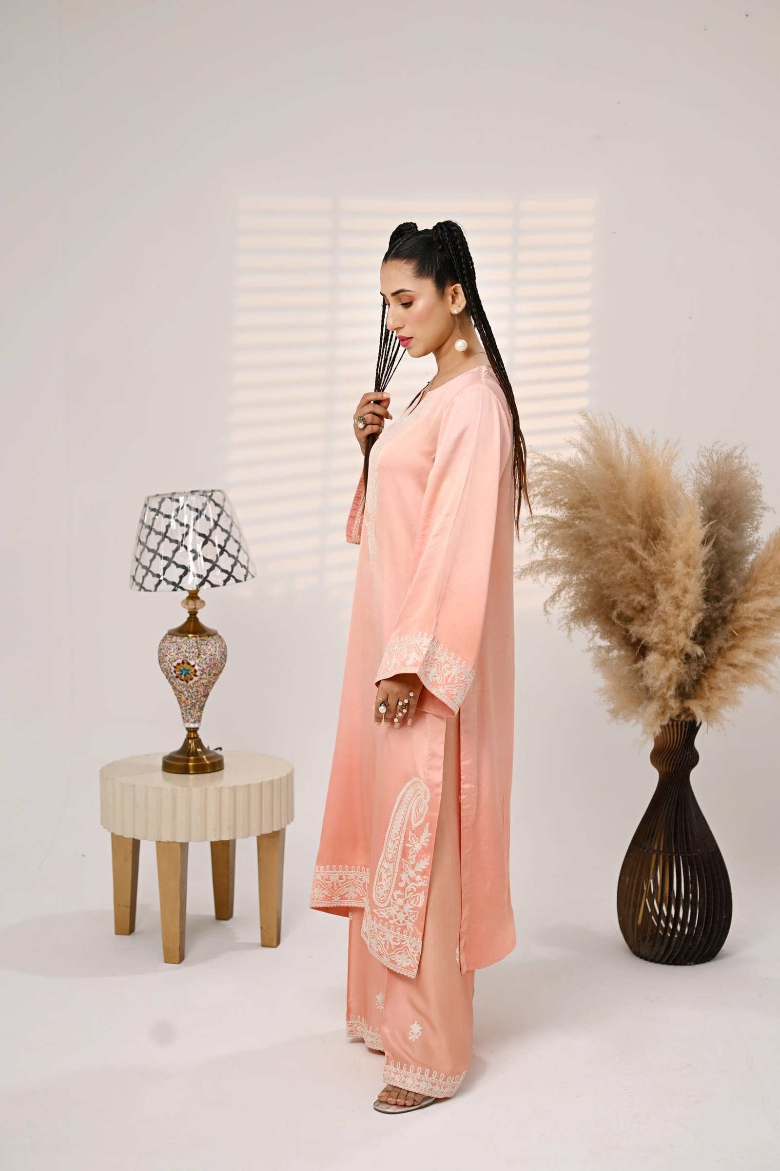 Shaded Peach Long Shirt Pants - Image 6