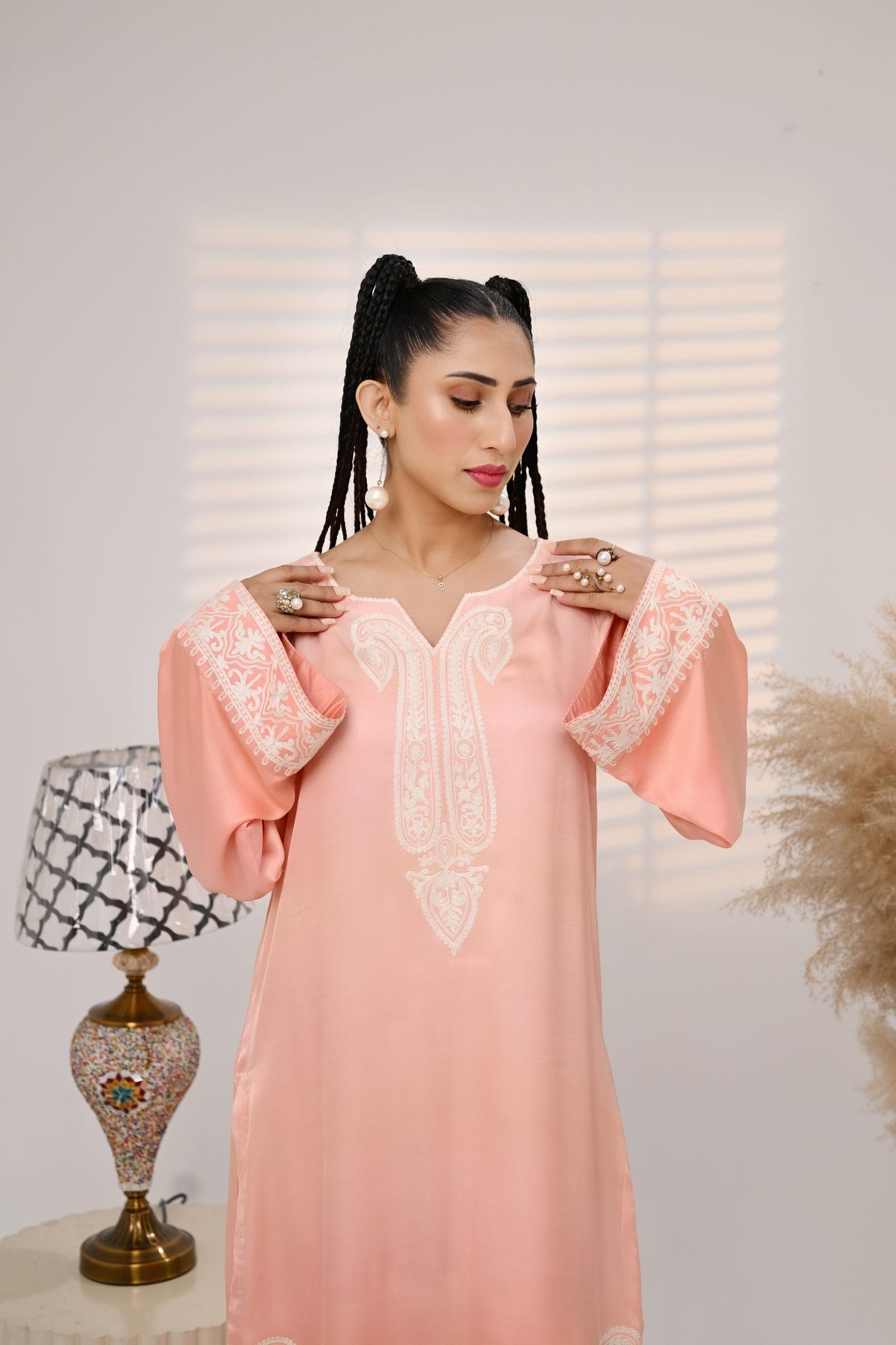 Shaded Peach Long Shirt Pants - Image 4