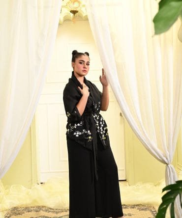 Black Organza Wrap Jacket
